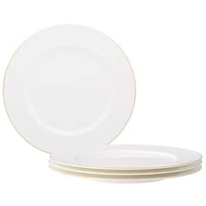 Accompanist 11 in. (White) Bone China Dinner Plates, (Set of 4)