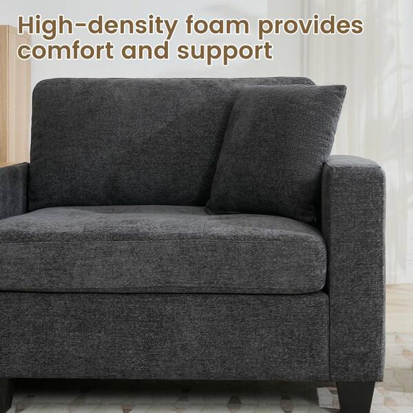JEAREY Modern 81.89 in. Width Chenille Dark Gray Tufted