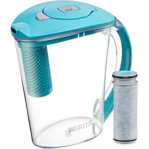 Stream Rapids 10-Cup Filter as You Pour Water Pitcher in Lake Blue with Water Filter, BPA Free