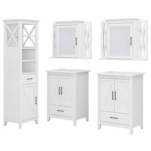 Key West 24.21 in. W x 18.31 in. D x 34.06 in. H Double Sink Bath Vanity in White Ash with White Wood Top and Mirror