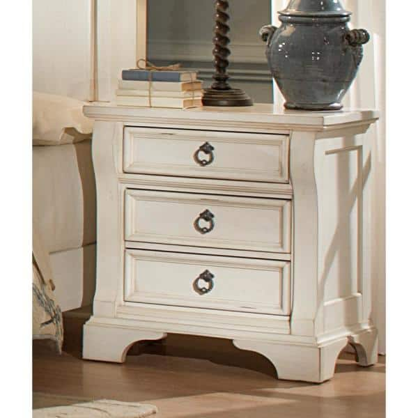 Heirloom Antique White 3-Drawer 20 in. W Nightstand -  American Woodcrafters, 2910-430