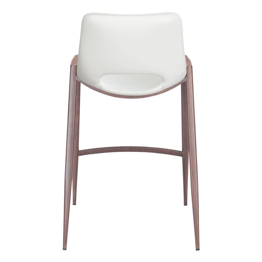 White and Walnut Mid-Century Modern Counter Stools, Set of 2