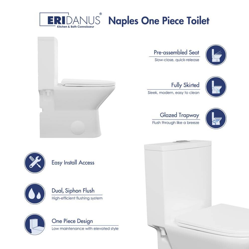 Naples White Dual Flush Compact Chair Height Elongated Toilet