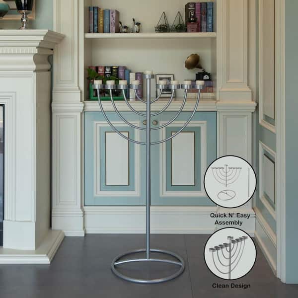 Vintiquewise 47.75 in. Silver Modern Lighting Thin Pipe Hanukkah