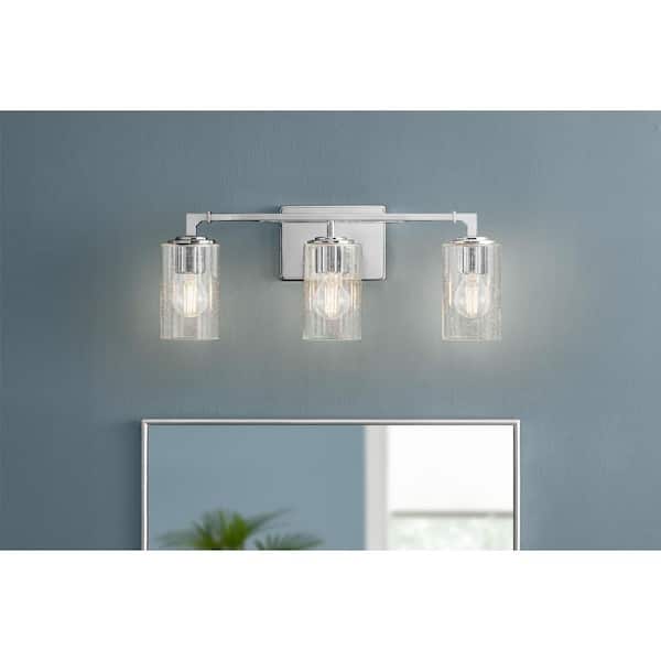Home Decorators Collection Helenwood 21.75 in. 3-Light Chrome Bathroom Vanity Light with Clear Seeded Glass