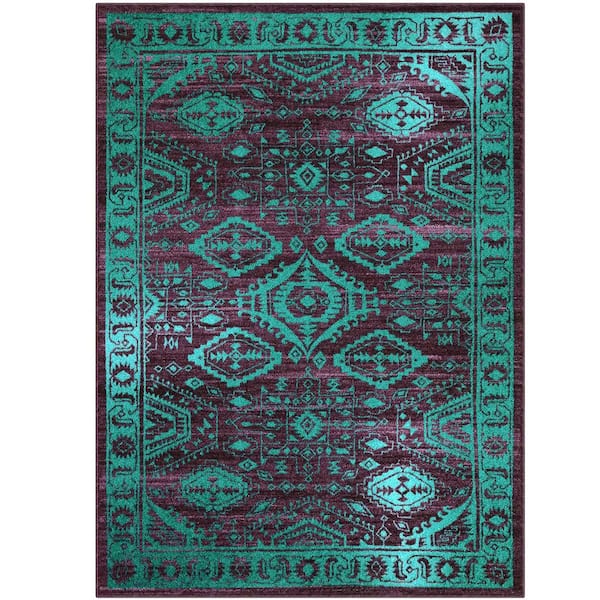 Unbranded Green Polyester 5 ft. x 7 ft. Abstract Indoor Area Rug