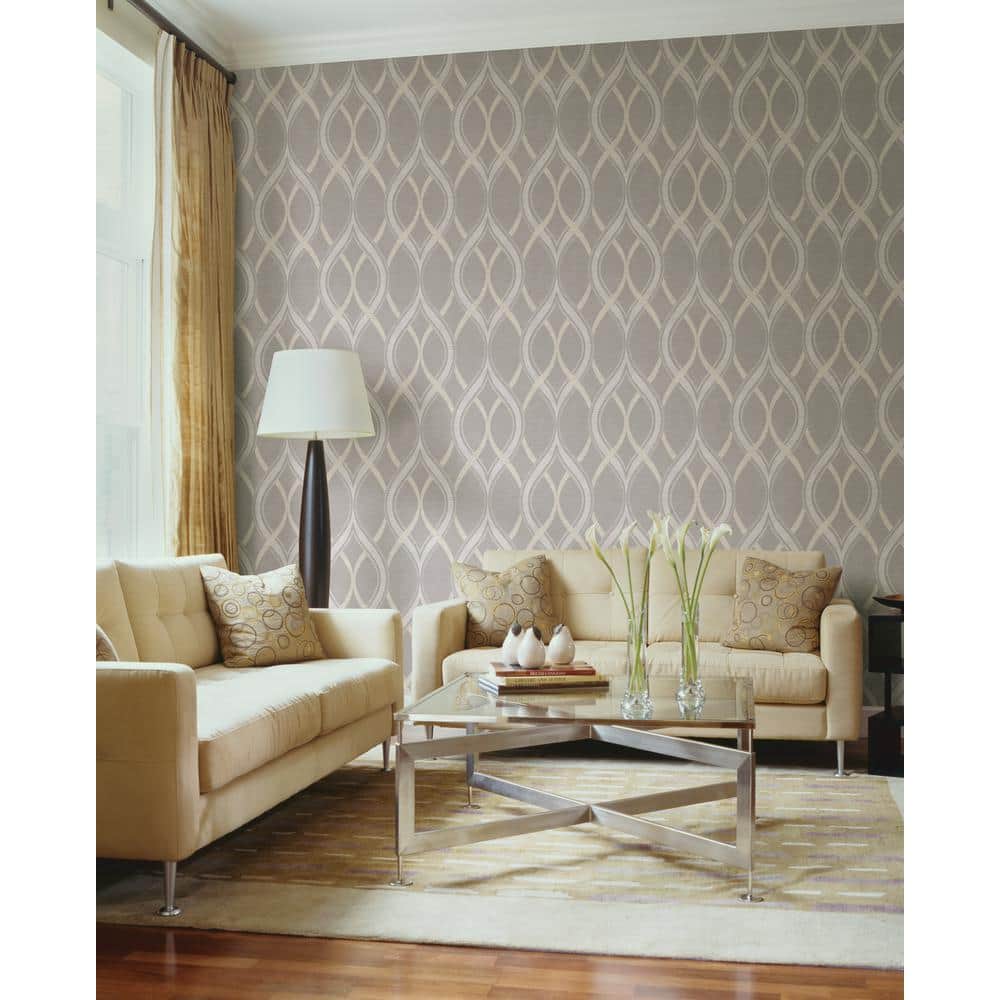 Grey Embossed Geometric Ogee Wallpaper Roll