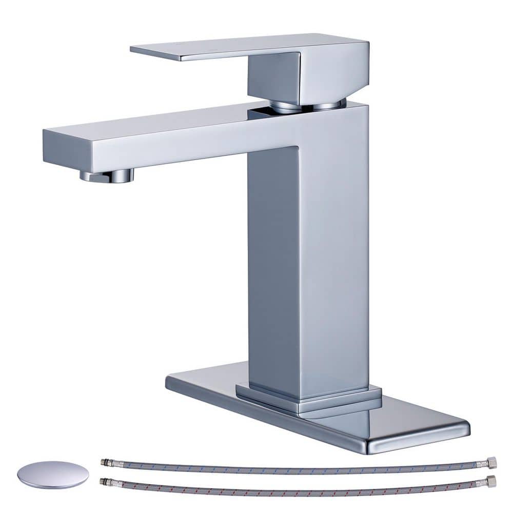 Single Handle Single Hole Bathroom Faucet with Pop-Up Drain and 2-Water Inlet Pipes Included in Polished Chrome price history on PriceWatchPro