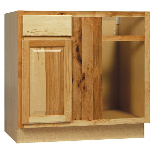 Hampton Bay Hampton 36 in. W x 24 in. D x 34.5 in. H Assembled Blind Base Kitchen Cabinet in Natural Hickory, Left or Right Corner