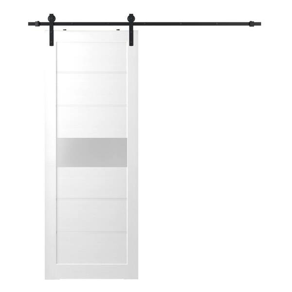Belldinni Edna 32 in. x 80 in. 1-Lite Frosted Glass Bianco Noble Wood ...
