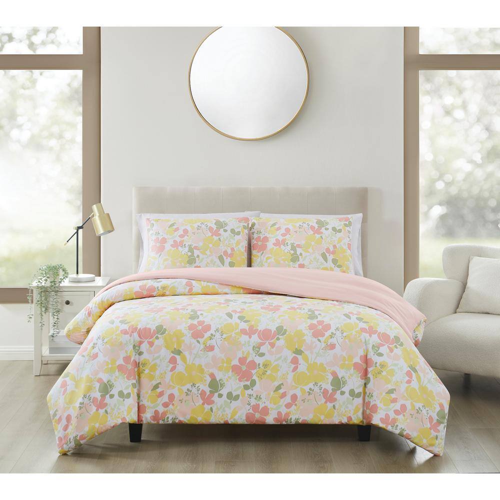 White Floral Twin Microfiber Quilt Set with Sham