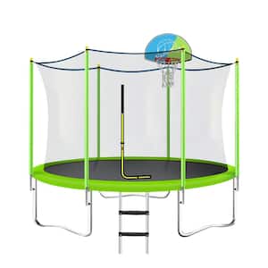 10 ft. Round Outdoor Recreational Trampoline for Kids in Green