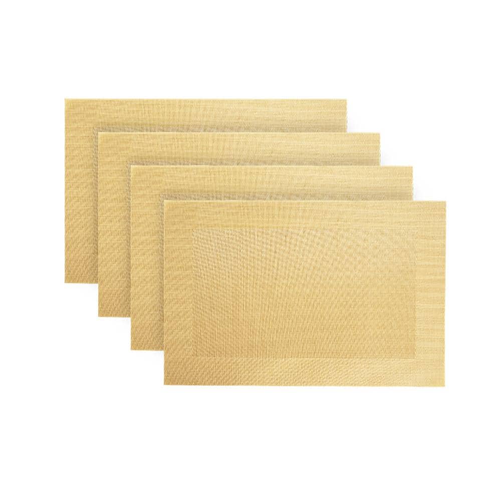 Gold Tan Beige Graduated Geometric Pattern Cotton//Poly NEW Set of 4 Placemats