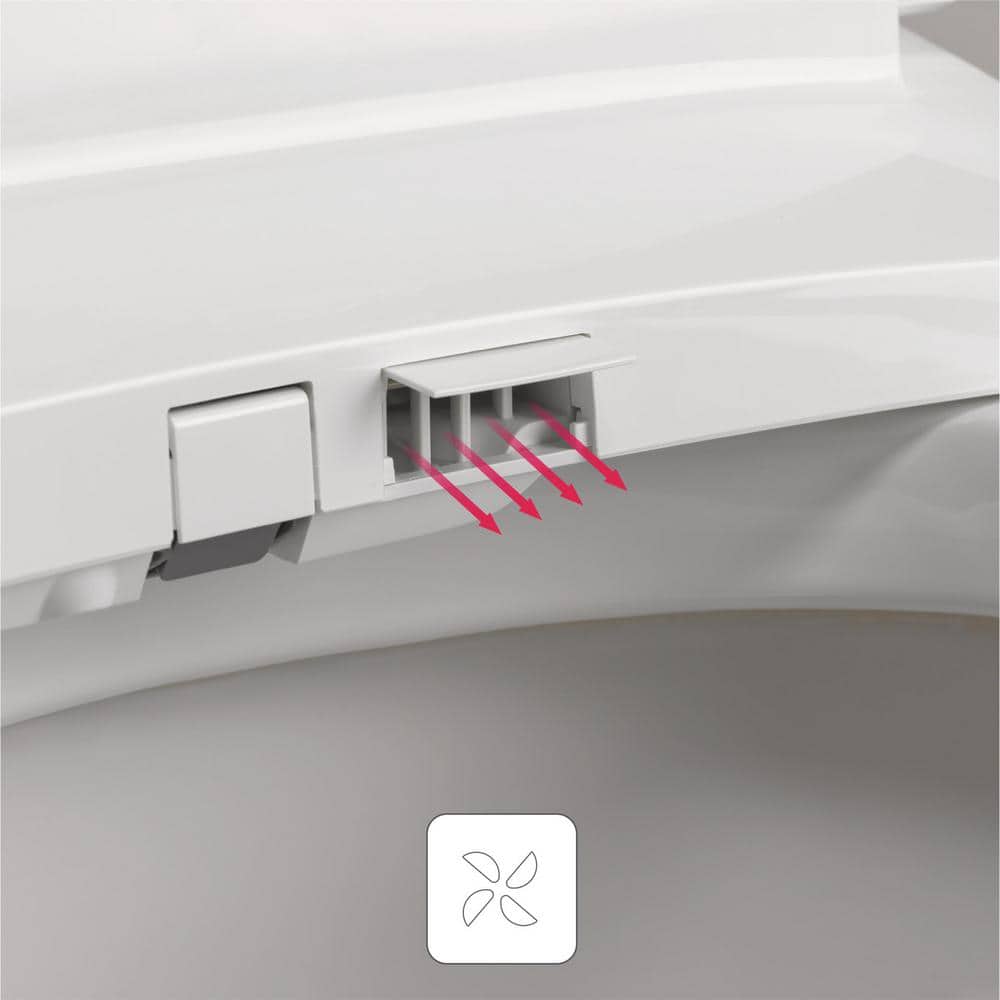 White Elongated Electric Bidet Toilet Seat with Remote