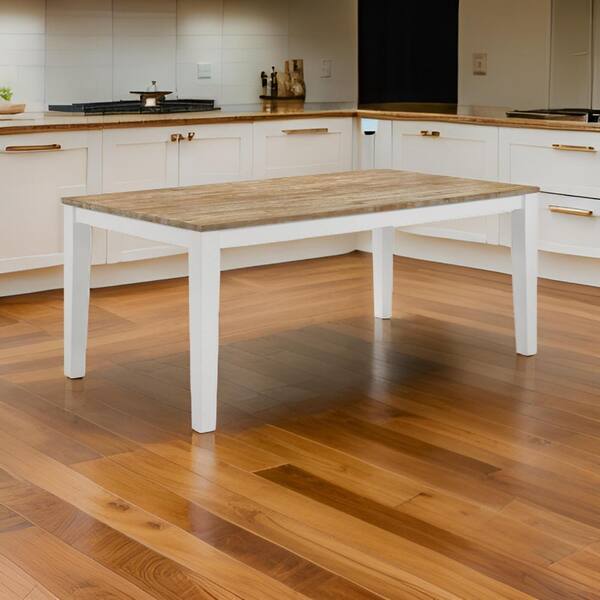 Benjara 71.75 in. Brown and White Wood 4-Legs Dining Table Seating 8