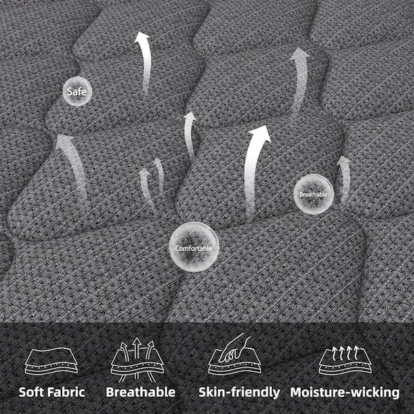 Gray Queen Medium Hybrid 12 in. Bed-in-a-Box Mattress with Certipur-US Certified Memory Foam & Pocket Springs