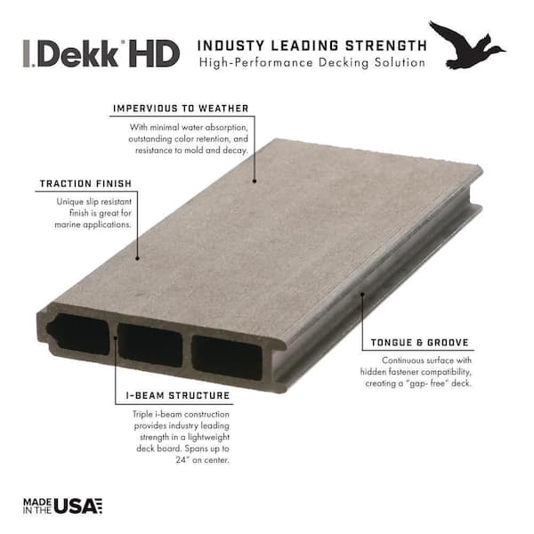 DuxxBak I.Dekk HD 1 in. x 6 in. x 20 ft. Driftwood Tongue and DuxxBak I.Dekk HD 1 in. x 6 in. x 20 ft. Driftwood Tongue and