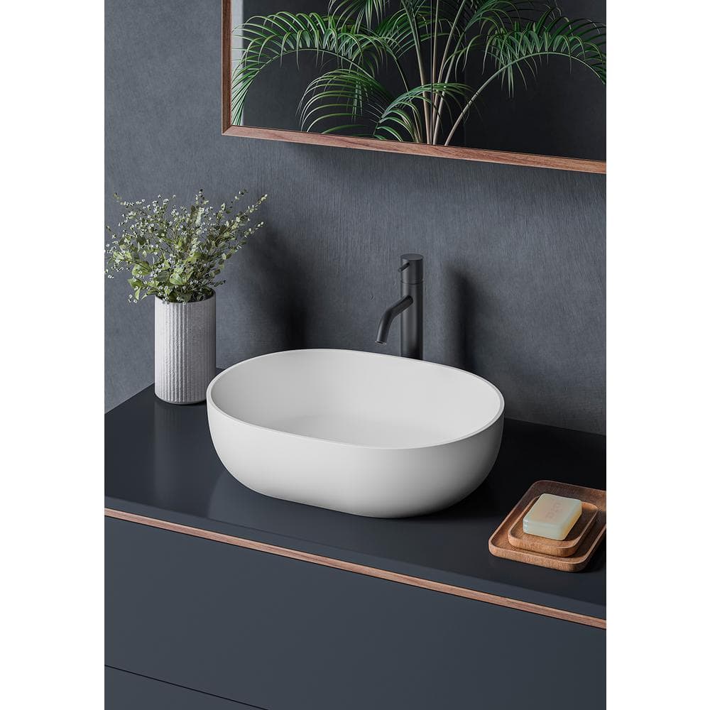 Ruvati 28" White Stone Above-Counter Vessel Sink
