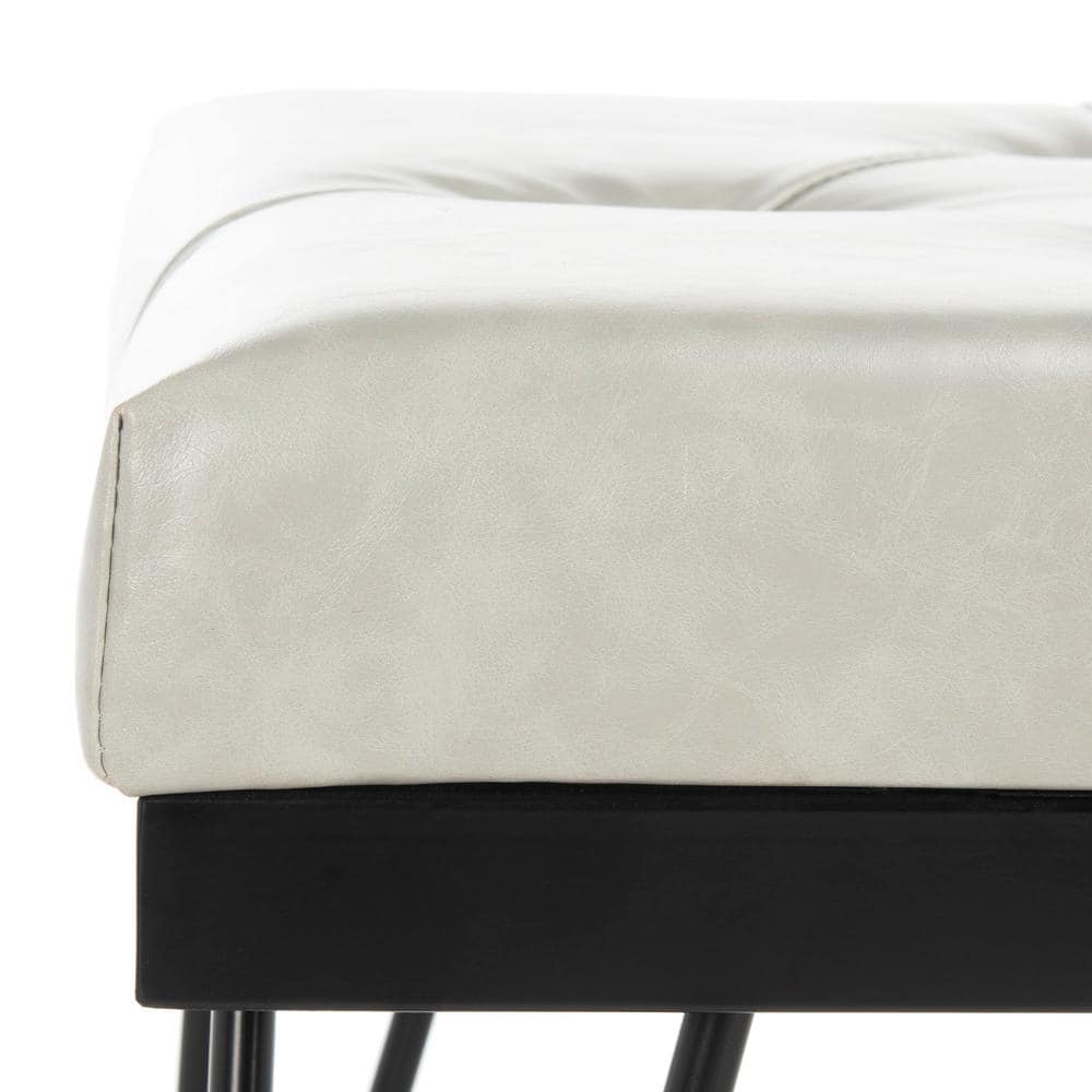 Marcella Gray and Black Tufted Bench with Hairpin Legs