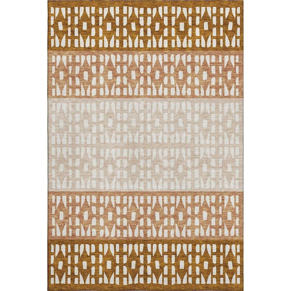 Addison Rugs Mayfield Premium Machine Washable Abstract AMF964 Paprika 9 ft. x 12 ft. Area Rug
