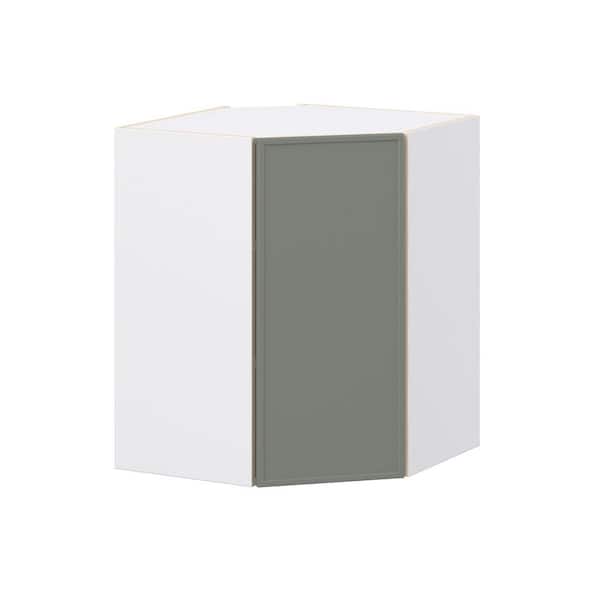 J COLLECTION Fairview 24 in. W x 14 in. D x 30 in. H Assembled Slim Shaker Diagonal Corner Kitchen Cabinet in Moss Green
