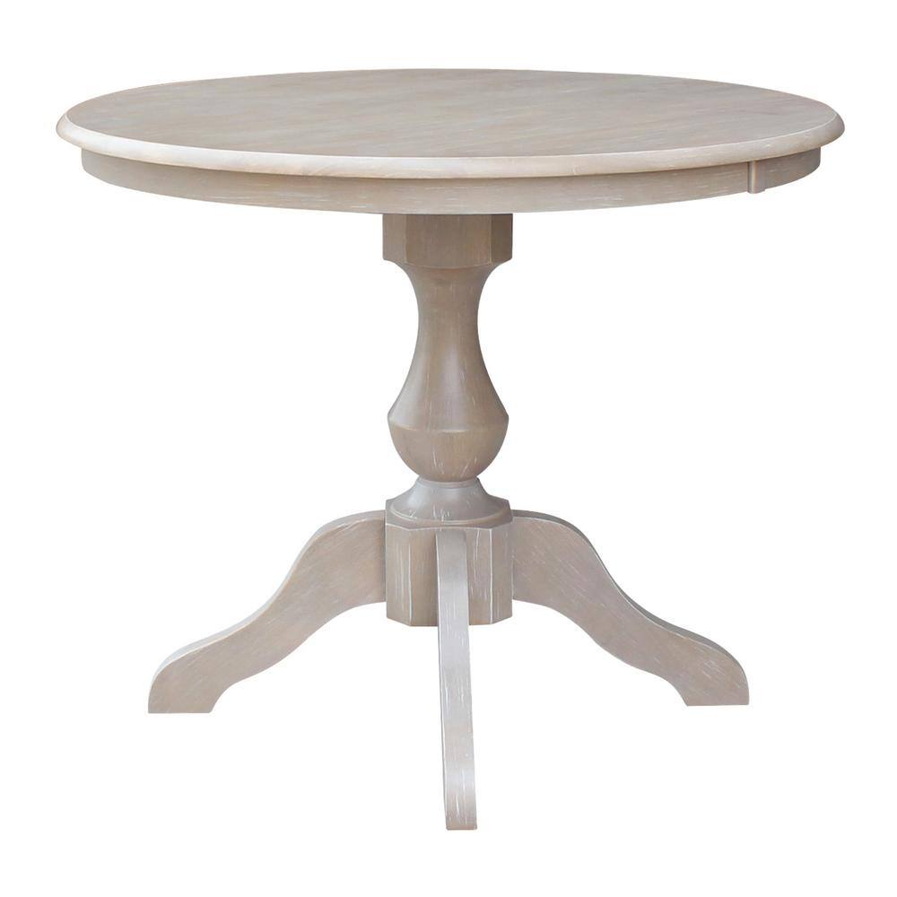 Elegant 38" Solid Wood Round Pedestal Dining Table in Washed Gray
