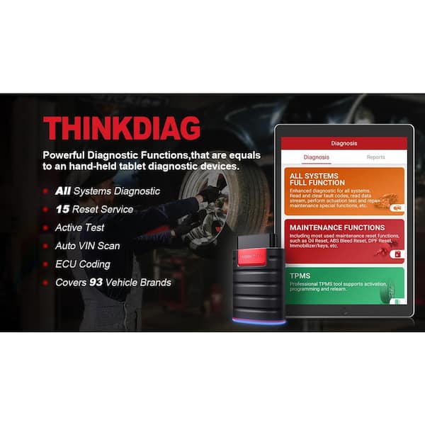 Thinkcar Thinkdiag Bluetooth Bidirectional Car Diagnostic OBD2 TPMS with Case 