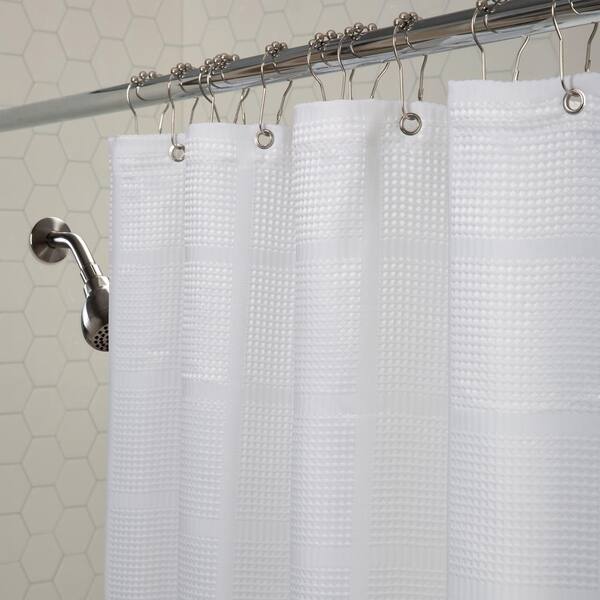 Elle Decor Jacquard Solid Weave White, White Bathroom Curtains