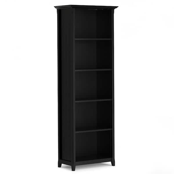 Simpli Home Acadian 72 in. Tall Black Solid Wood 5-Shelf Bookcase