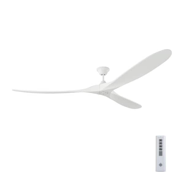 Generation Lighting Maverick Super Max 88 in. Modern Indoor/Outdoor Matte White Ceiling Fan with White Blades and 6-Speed Remote Control