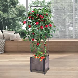 Premium Plastic Raised Garden Bed Planter Box with Trellis Planter Box for Garden Tomato Pots Vegetables Vine Flowers