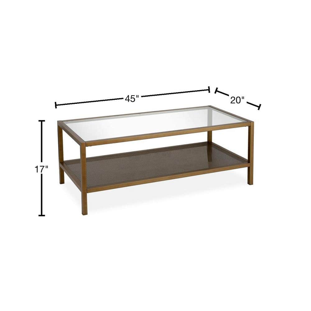 Rigan Brass and Glass Rectangular Coffee Table