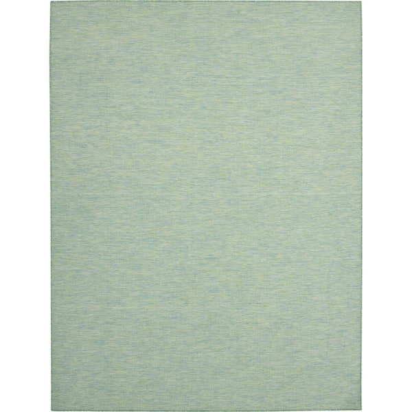 Blue, Green 10 ft. X 14 ft. Woven Abstract Polyester Rectangle Indoor/Outdoor Area Rug