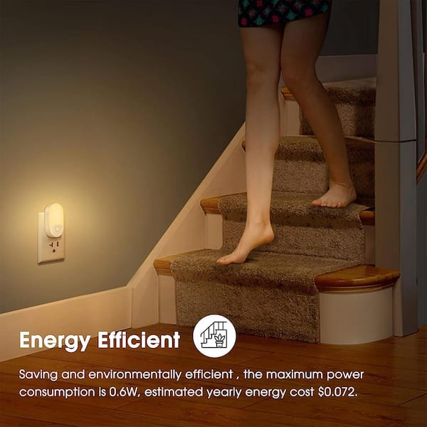 0.6-Watt Dimmable 30/60LM Dusk to Dawn Adjustable Brightness Integrated LED Night Light for Home in  3000K (4-Pack)