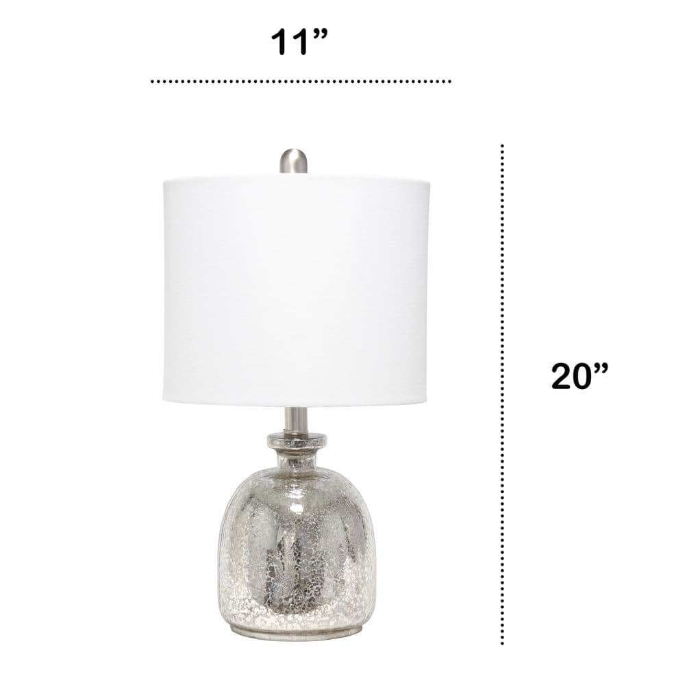 20" White and Mercury Textured Glass Table Lamp