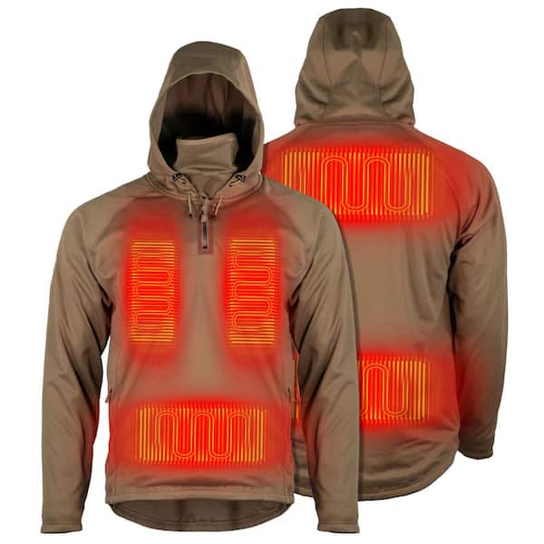 MOBILE WARMING Men's X-Large Morel Agarics Heated Pullover Jacket with (1) 7.4-Volt Battery and Micro USB Charging Cable