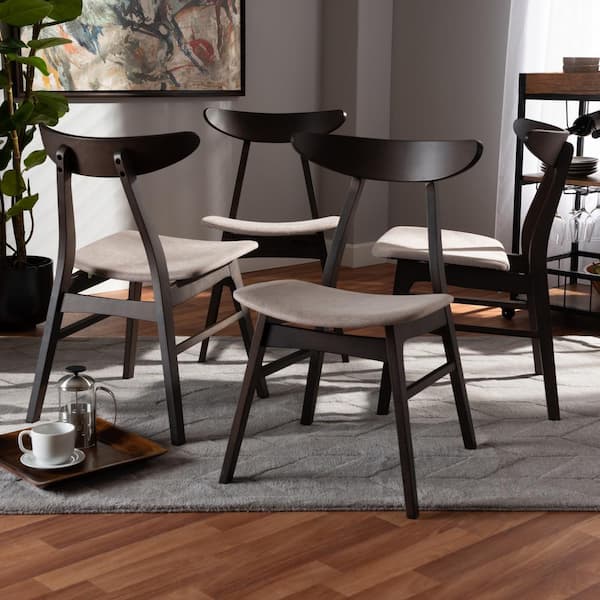 Britte Beige Upholstered Wood Dining Chairs (Set of 4)