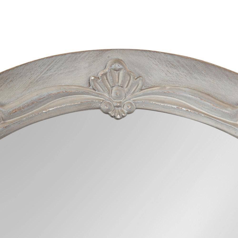 Irelyn 26" Round Gray Wood Wall Mirror