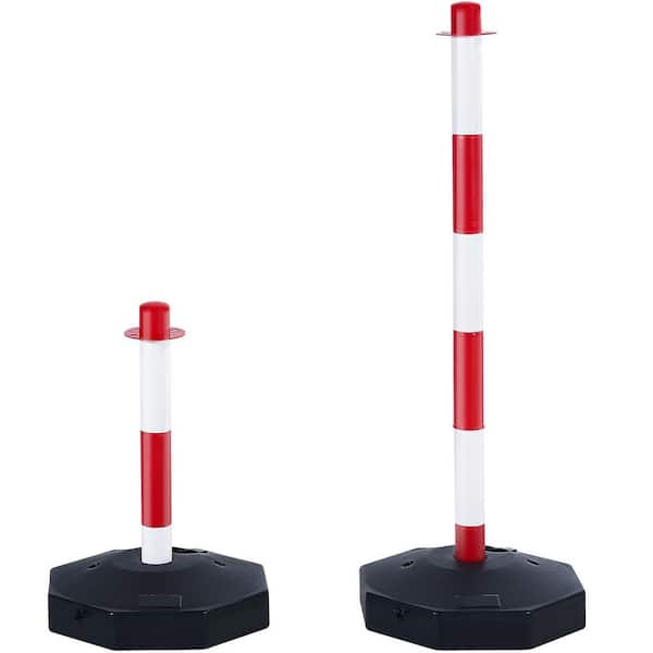 Adjustable Traffic Delineator Post Cones 6 Pack Traffic Safety Delineator Barrier with Fillable Base Red and White