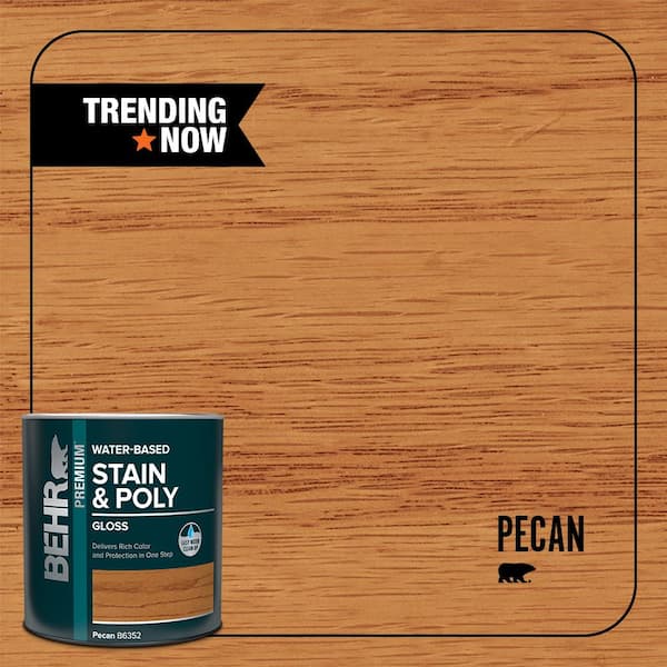 1 qt. #TIS-352 Pecan Gloss Semi-Transparent Water-Based Interior Stain and Poly in One