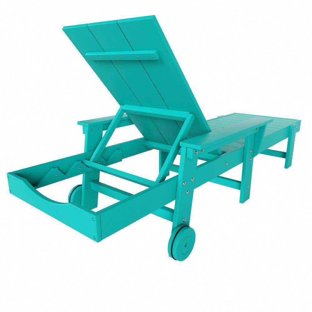 Turquoise Adjustable All-Weather Poly Outdoor Chaise Lounge