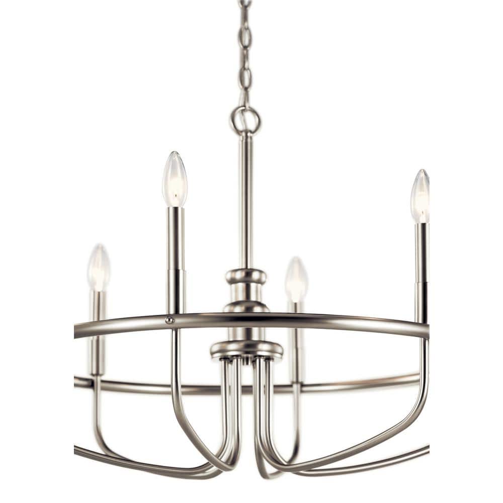 Brushed Nickel 6-Light Modern Candle Chandelier