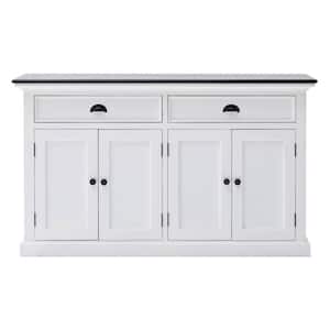 Modern Farmhouse White and Black Painted Buffet Server