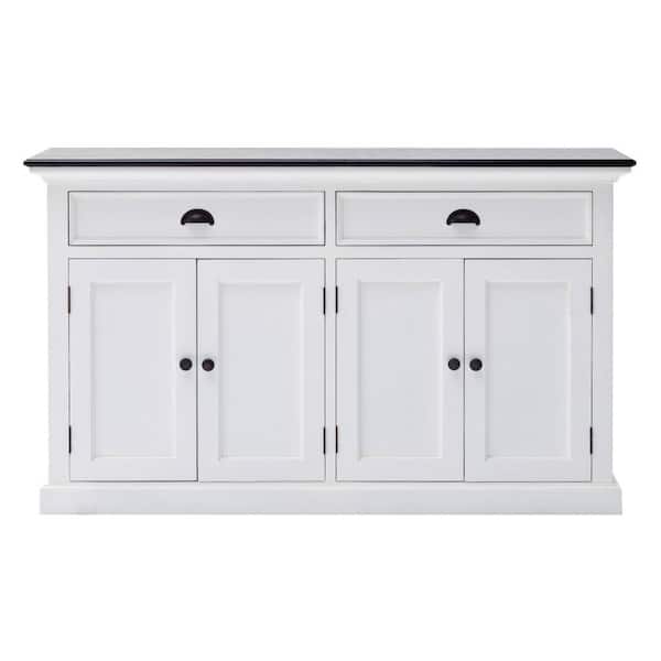 HomeRoots Modern Farmhouse White and Black Painted Buffet Server