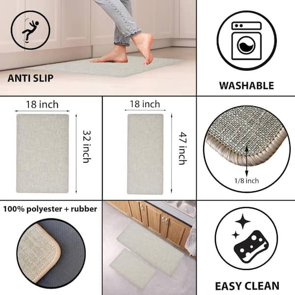 Sweet Home Collection Memory Foam Anti Fatigue Kitchen Floor Mat Rug 30 x  18 - Diamond Black