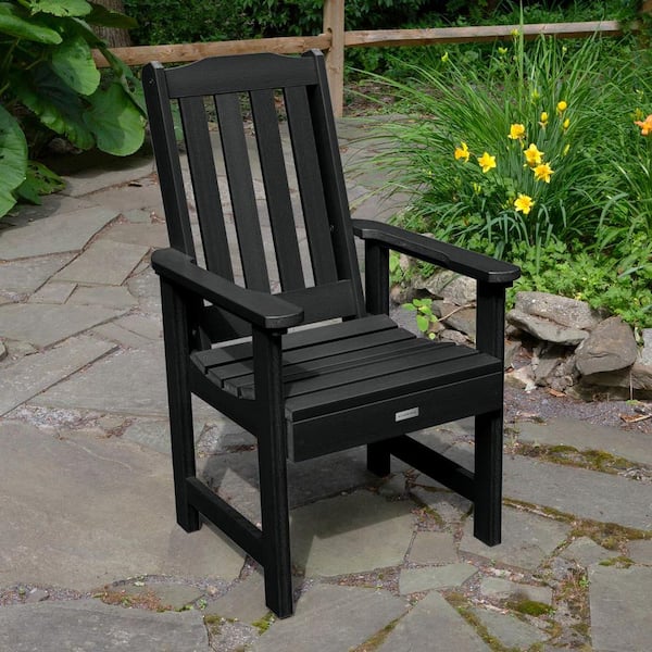 Lehigh Black Recycled Plastic Outdoor Dining Arm Chair