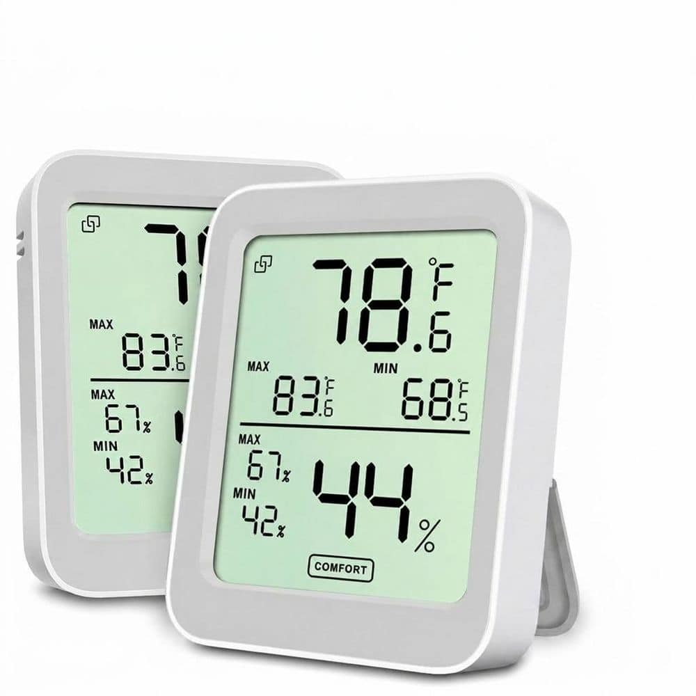 Wireless LCD Display Thermometer Indoor Hygrometer Weather Station with App Alerts Max Min Records 2 Pack Grey price history on PriceWatchPro