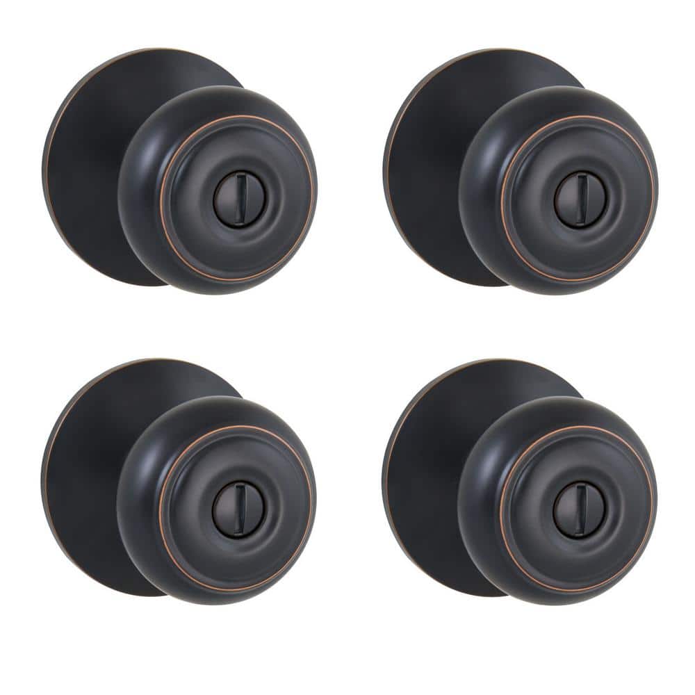 Hartford Aged Bronze Bed/Bath Door Knob (4-Pack)
