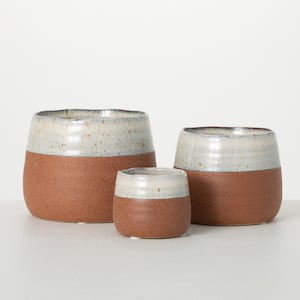 2.5 in., 4 in. and 4.5 in. Multicolor Desert Tone Glazed Ceramic Planters (Set of 3)