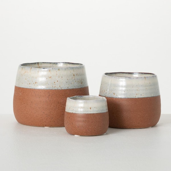 SULLIVANS 2.5 in., 4 in. and 4.5 in. Multicolor Desert Tone Glazed Ceramic Planters (Set of 3)